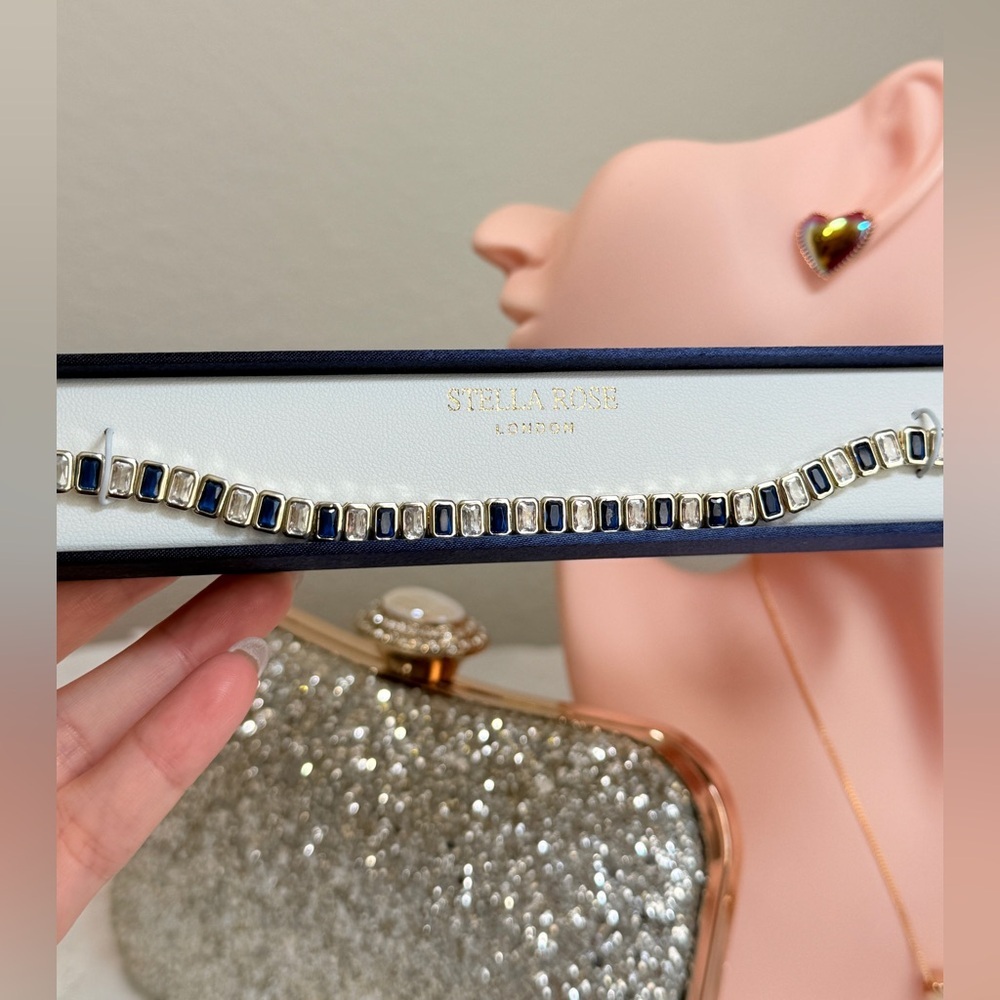 Stella Rose London Blue and Clear Zirconia Gold Bracelet - Picture 3 of 13